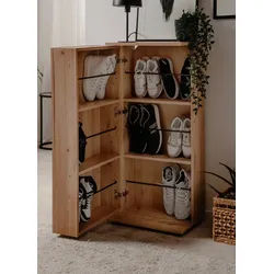 Furn.Design Schuhschrank Logu (Kommode in Eiche Artisan, ausklappar, 50 x 110 cm) bis zu 12 Paar Schuhe beige