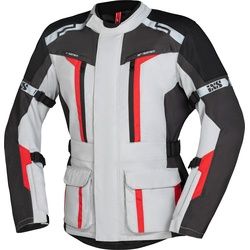 IXS Evans-ST 2.0 wasserdichte Touren Motorrad Textiljacke, grau-rot, Größe XL