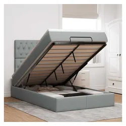 vidaXL Bett, Ottoman-Bett mit Matratze Hellgrau 120x190 cm Stoff
