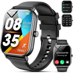 Haulvean Smartwatch (4,6 cm, android ios), Smartwatch mit Bluetooth Telefonie 1.85 Zoll Display Fitness schwarz