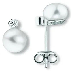 ONE ELEMENT Paar Ohrhänger Zirkonia Ohrringe Ohrstecker aus 925 Silber, Zartes Emblem – unaufdringlich und dennoch ausdrucksstark silberfarben