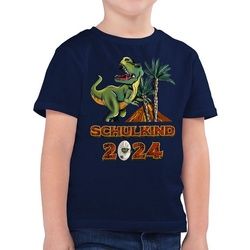 Shirtracer T-Shirt Schulkind 2024 T-Rex Dino Dinosaurier Einschulung Junge Schulanfang Geschenke blau 104 (3/4 Jahre)