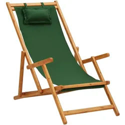 furnicato Klappstuhl Strandstuhl aus massivem Holz Grün 60 x (112/119/127) x (81/88,5/95) (1 St) grün