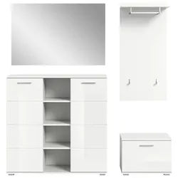 Xora Garderobe , Weiß, Weiß Hochglanz , Glas, Holzwerkstoff , 180x191x37 cm , Garderobe, Garderoben-Sets & Garderoben-Serien