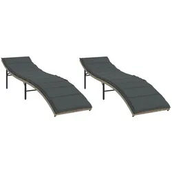 furnicato Gartenliege Sonnenliege Hellgrau 55x199x50/68/82/89 cm aus PE-Rattan und Stahl grau