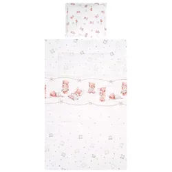 Lorelli Kinderbettwäsche 3-teilig, Decke 140 x 95 Kissen 43 x 35 Laken 150 x 100 weiß braun