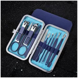 TPFBeauty Maniküre-Pediküre-Set mit Etui, 10-tlg., Nagelschere, Nagelknipser, Pinzette uvm. Nagel Set, Edelstahl Maniküre Set Pediküre Set in Aufbewahrungs-Etui - Blau blau