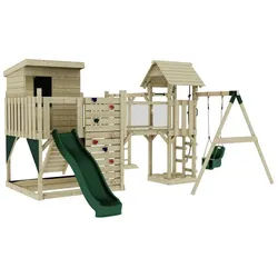OutdoorToys Spielturm Lene, aus Holz in Dunkelgrün mit Babyschaukel & Rutsche grün