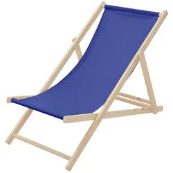 ECD Germany Liegestuhl klappbar Blau, Holz, verstellbare Rückenlehne mit 3 Liegepositionen, bis 120 kg, Gartenliege Sonnenliege Strandliege Holzstuhl
