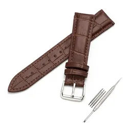 Sunicol Uhrenarmband Watch Strap,Genuine Leather, 16 - 24mm,Stainless Steel Pin Clasp, Replacement Straps for Tissot, Longines, IWC, Rolex Watch braun 22mm