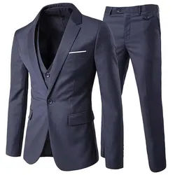 Allthemen Anzug 3-teilig (3 tlg) Edler Slim Fit Herrenanzug für den Business-Bereich grau 48