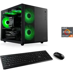 CSL Cube V24180 PC (AMD Ryzen 5 5500, GeForce RTX 4060, 16 GB RAM, 500 GB SSD, Luftkühlung) schwarz