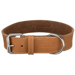 TRIXIE Rustic Fettleder-Halsband Heartbeat, L: 47–55 cm / 40 mm, braun