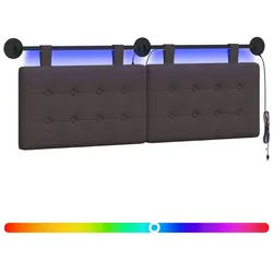 vidaXL Bett Hängendes Kopfteil Mit LED Licht Dunkelbraun Stoff (1-tlg) braun