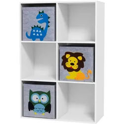 Zonekiz Kinderregal Kinder Bücherregal mit 3 Aufbewahrungsboxen für Kinderzimmer Weiß , Holzwerkstoff , Nachbildung , 29.9x91.5x61.8 cm , Babymöbel & Kindermöbel, Babyzimmer, Babyregale & Kinderregale