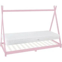 Ml-Design Kinderbett Tipi mit Matratze 90x200 cm Rosa , Pink , Holz , Kiefer , Rechteckig , 90x200 cm , Babymöbel & Kindermöbel, Kinderzimmer & Jugendzimmer, Kinderbetten, Spielbetten