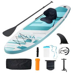 VEVOR Aufblasbares Stand-Up-Paddle-Board, 3230,8 x 838,2 x 152,4 mm PVC SUP-Paddleboard mit Abnehmbarem Kajaksitz, Board-Zubehör, Pumpe, Paddel & Reparaturset, Blau Paddle Set für Jungen & Erwachsene