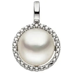 JOBO Perlenanhänger Anhänger Weißgoldanhänger 11 mm, 333 Weißgold mit Perle silberfarben