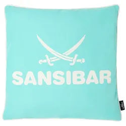 Sansibar Sylt Dekokissen Outdoor Kissen Sansibar (1 Stück), Logodruck, 45x45 cm, Kissenfüllung, Outdoor geeignet, wasser- und schmutzabweisend blau