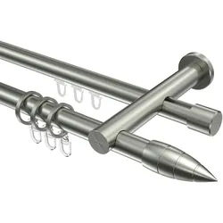 GARDINENSTANGE RUNDROHR-INNENLAUF Platon Samanto 160 cm, 2-läufig, 20 mm Ø Edelstahl-Optik