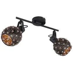 GLOBO LIGHTING Deckenleuchte, Leuchtmittel nicht inklusive, Deckenleuchte 2-flammig Metall Kristalle schwarz