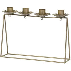 Chic Antique Kerzenständer mit 4 Haltern für Stabkerzen, H19/L25/B5 cm antique messing