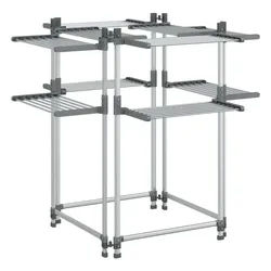 vidaXL Wäscheständer Wäschetrockner 107x107x120 cm Aluminium silberfarben