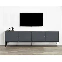 Hammel Furniture TV-Board Mistral Fernsehschrank, Medienmöbel, mit Türen mit Akustikstoff, Metall Füße, Lowboard, B: 214,9 cm grau