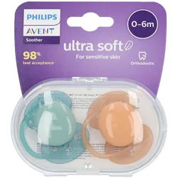 Philips Avent Ultra Soft Schnuller 0-6 Monate, apricot/ grün