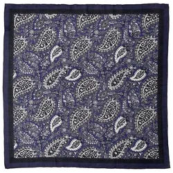MayTree Seidentuch Baumwolle und Seide quadratisch 65x65cm, (Stück), 70% Baumwolle, 30% Maulbeerseide mit handrolliertem Rand blau|schwarz