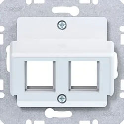 Hager WAF2165WG Zentralplatte 2-f.ach für Krone Jacks, 30° Schrägauslass, A.x/C.x/S.x/B.x/Q.x/K.x, lichtweiß glänzend