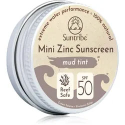 Suntribe Mini Zinc Sunscreen ralisierende schützende Creme für das Gesicht und Körper SPF 50 Mud Tint 15 g