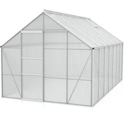Vitavia Gewächshaus Merkur 11500 inkl. 2 Dachfenstern - 11,5 m2 -Alu-blank eloxiert-6 mm Hohlkammerplatten