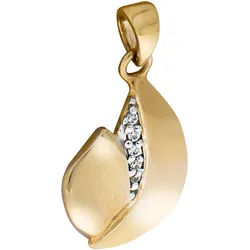 Kettenanhänger FIRETTI "Schmuck Geschenk Gold 375 Halsschmuck Anhänger", gelbgoldfarben, weißgoldfarben, kristallweiß, kristallweiß, Schmuckanhänger, Damen, Gelbgold 375, 1,62 g, Kettenanhänger, mit Zirkonia (synth.)