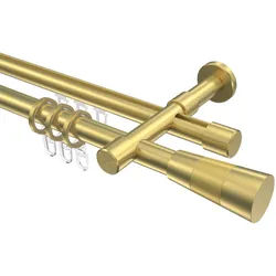 GARDINENSTANGE RUNDROHR-INNENLAUF Prestige Tanara 120 cm, 2-läufig, 20 mm Ø Messing-Optik