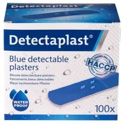 Detectaplast Universal Pflaster, detektierbar, HACCP-konforme Wundpflaster für die Anwendung in der Lebensmittelindustrie, Maße 25 x 72 mm, 100 Stück