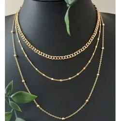 Jungengel Lange Kette Layering Halskette Damen Gold Gliederkette Modeschmuck Ketten (Set, 3-tlg., 3 unterschiedlich designte Halsketten, gemeinsam oder einzeln tragbar), 3-teiliges Layering Halsketten Set in Goldoptik goldfarben