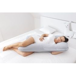 Loolay Stillkissen Schwangerschaftskissen Seitenschläferkissen Stillkissen Typ A U XXXL, 330 cm Lagerungskissen GRAU MUSTERN, LUX WEICH Relaxkissen + 100% Bio-Bauwolle Bezug, 100% Europäische Stoffe und Kleinserien-Nähen! grau