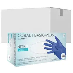 COBALT BASIC-PLUS Nitrilhandschuhe, puderfrei, blau, Unsterile Einmalhandschuhe mit guter Griffigkeit, 1 Karton = 10 Packungen à 200 Stück, Größe L