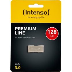 Intenso USB 3.0 Stick 128GB, Premium Line, Metall, silber Typ-A, (R) 100MB/s, Retail-Blister