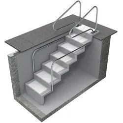 Treppe ELEGANZ 80 Randbefestigung 6-stufig für Universal-Einbau aus Polyester, Farbe: azurblau
