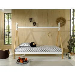 Vipack Hausbett , Weiß, Kieferfarben , Holz , Kiefer , 90x200 cm , Babymöbel & Kindermöbel, Kinderzimmer & Jugendzimmer, Kinderbetten, Spielbetten