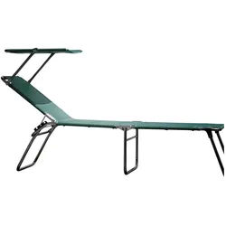 Fiam Dreibeinliege , Grün, Alufarben , Metall, Textil , 58x42x190 cm , wetterfest, UV-beständig, klappbar , Gartenmöbel, Gartenliegen, Sonnenliegen