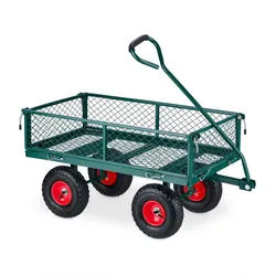 Relaxdays Handwagen , Dunkelgrün , Metall, Kunststoff , 50x50x110 cm , Gartenzubehör, Gartenpflege