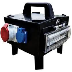 Baustromverteiler 16A/32A FI und LS Schalter Stromverteiler Gummigehäuse Schuko IP54 Doktorvolt DV-4654-D BAGU-S/FI