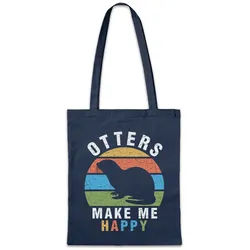 Urban Backwoods Beuteltasche Otters Make Me Happy Stofftasche Liebe Paar Couple Wildlife lontra (1-tlg), Nutria Fischotter Seeotter Viral blau