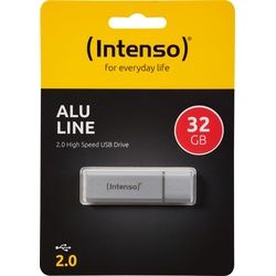 Intenso USB 2.0 Stick 32GB, Alu Line, silber (R) 28MB/s, (W) 6.5MB/s, Retail-Blister