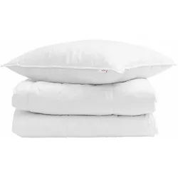 vidaXL Bett Winterbettdecke mit Kissen 2 pcs Weiß Daunenfeder (2-tlg) weiß