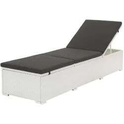 furnicato Gartenliege Poly-Rattan Sonnenliege 195x60x31-68 cm Weiß und Schwarz weiß