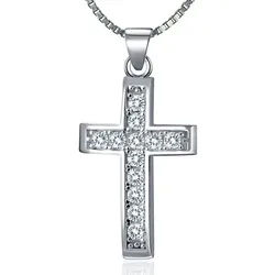 NAHLE Kreuzkette Kreuz Silberkette Kreuz Kette Zirkonia 925 Silber Halskette (2-tlg., inklusive Schmuckbox), 925 Silber Anhänger - rhodiniert silberfarben 50cm